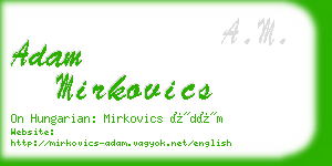 adam mirkovics business card